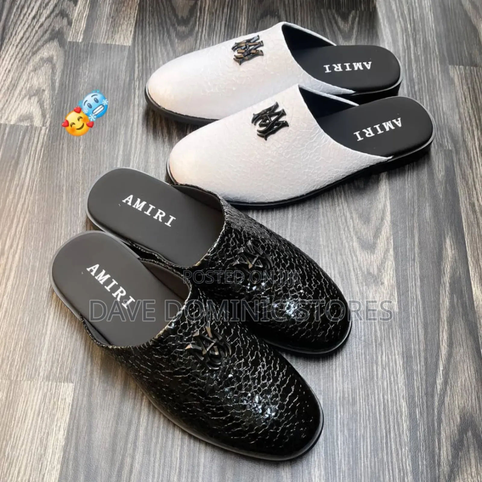 Amiri Logs Wet Looks Leather Half Clogs