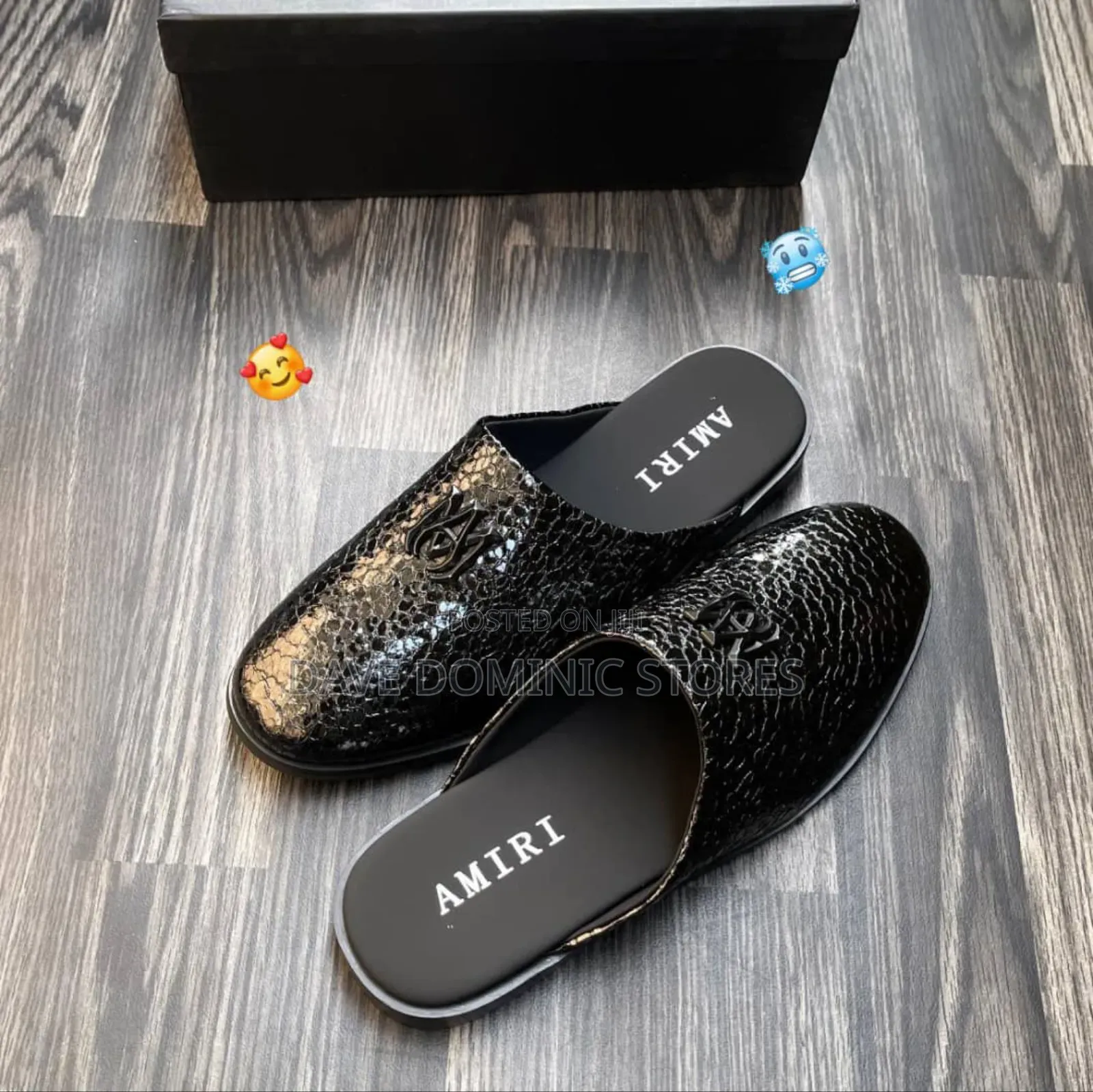 Amiri Logs Wet Looks Leather Half Clogs