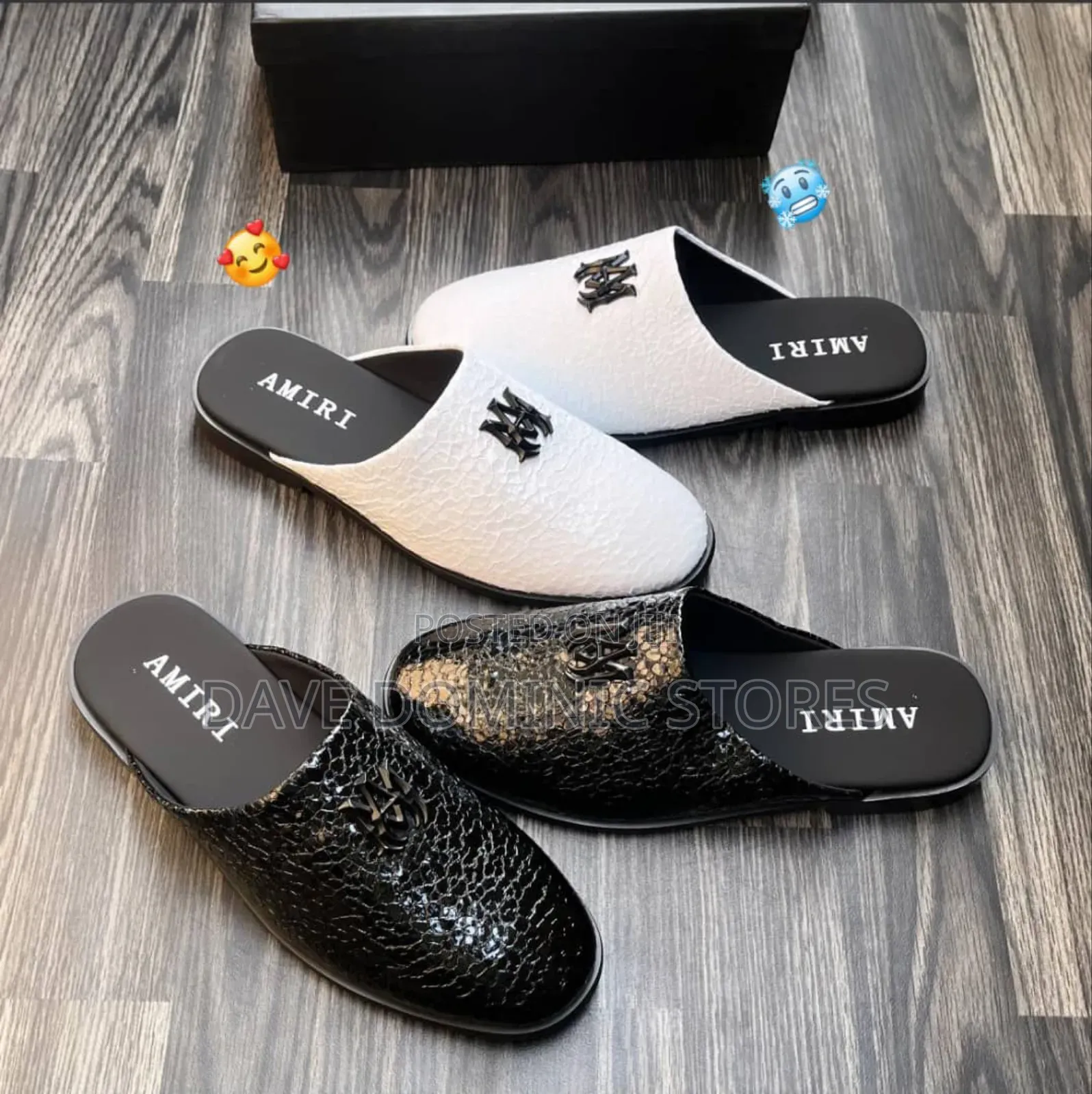 Amiri Logs Wet Looks Leather Half Clogs