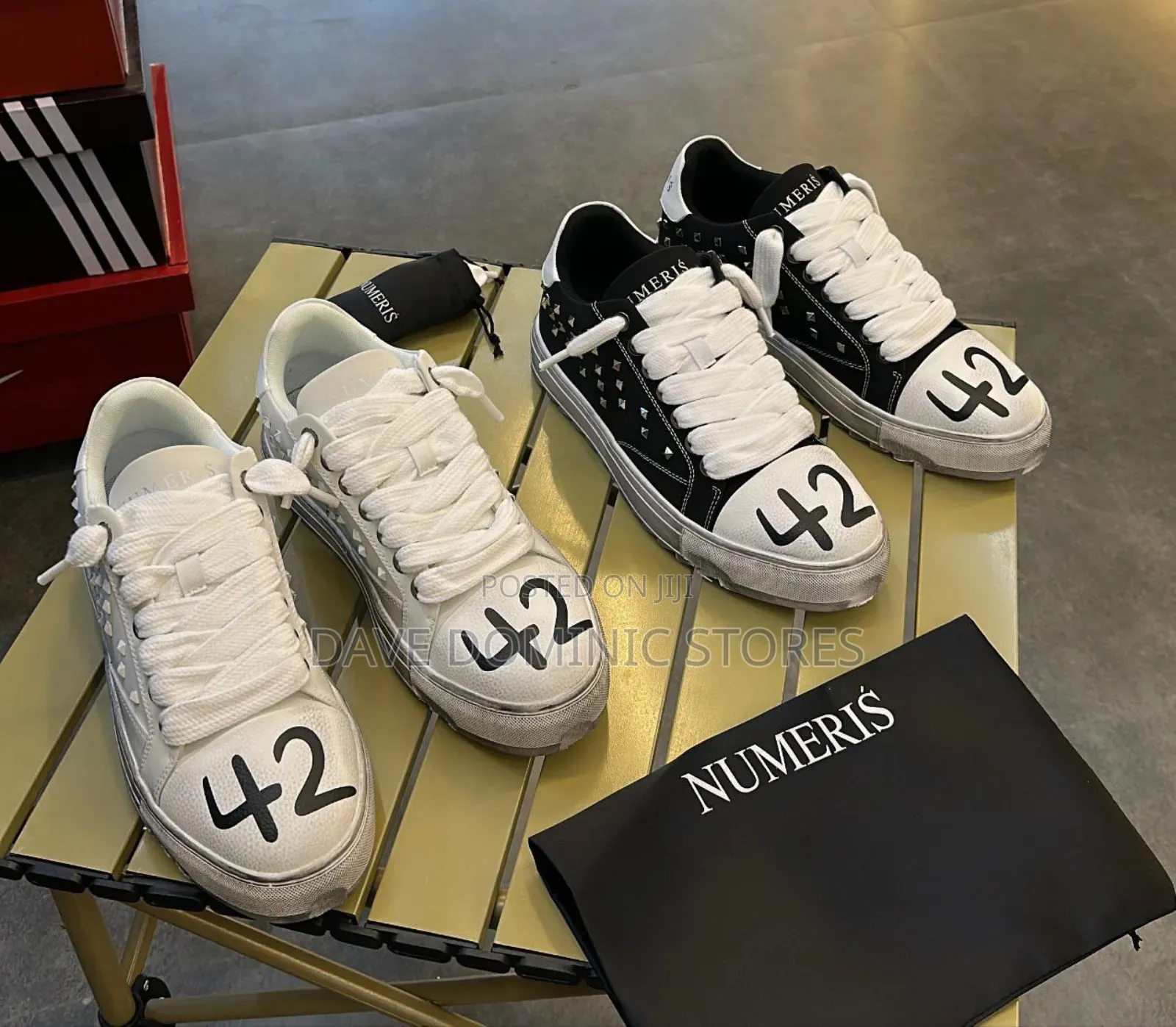 New Numerics Studded Stained Canvas Sneakers