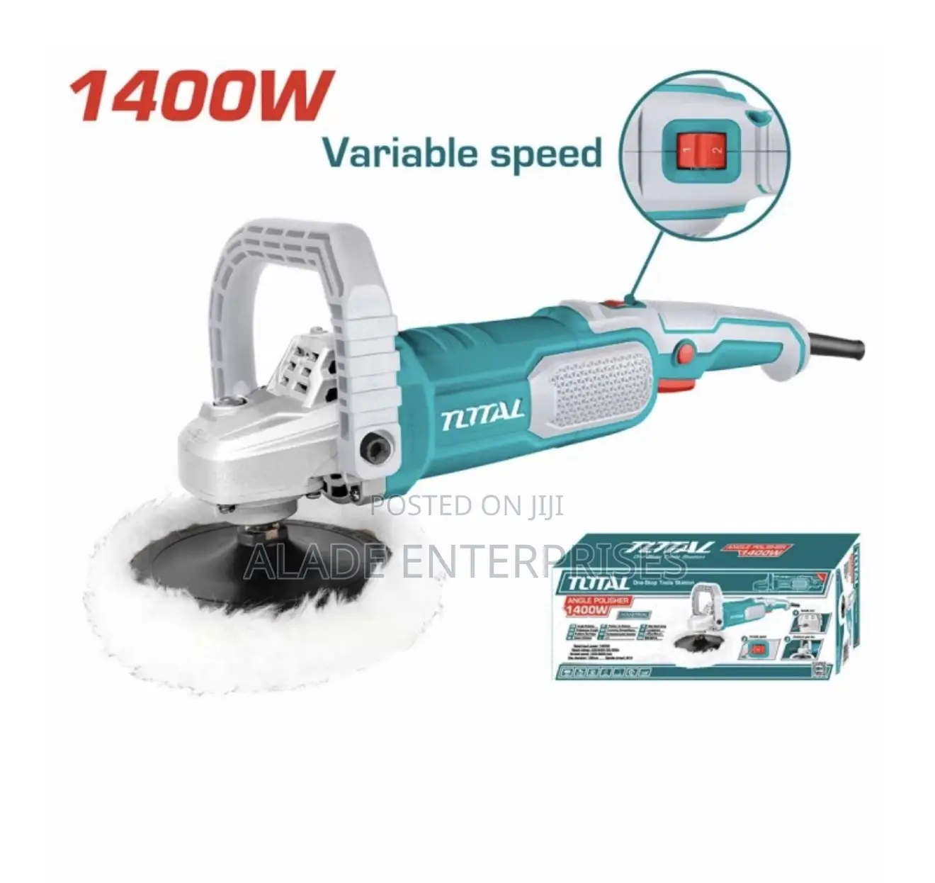 Total 1400w Angle Polisher, Variable Speed 1500-3600 Rpm