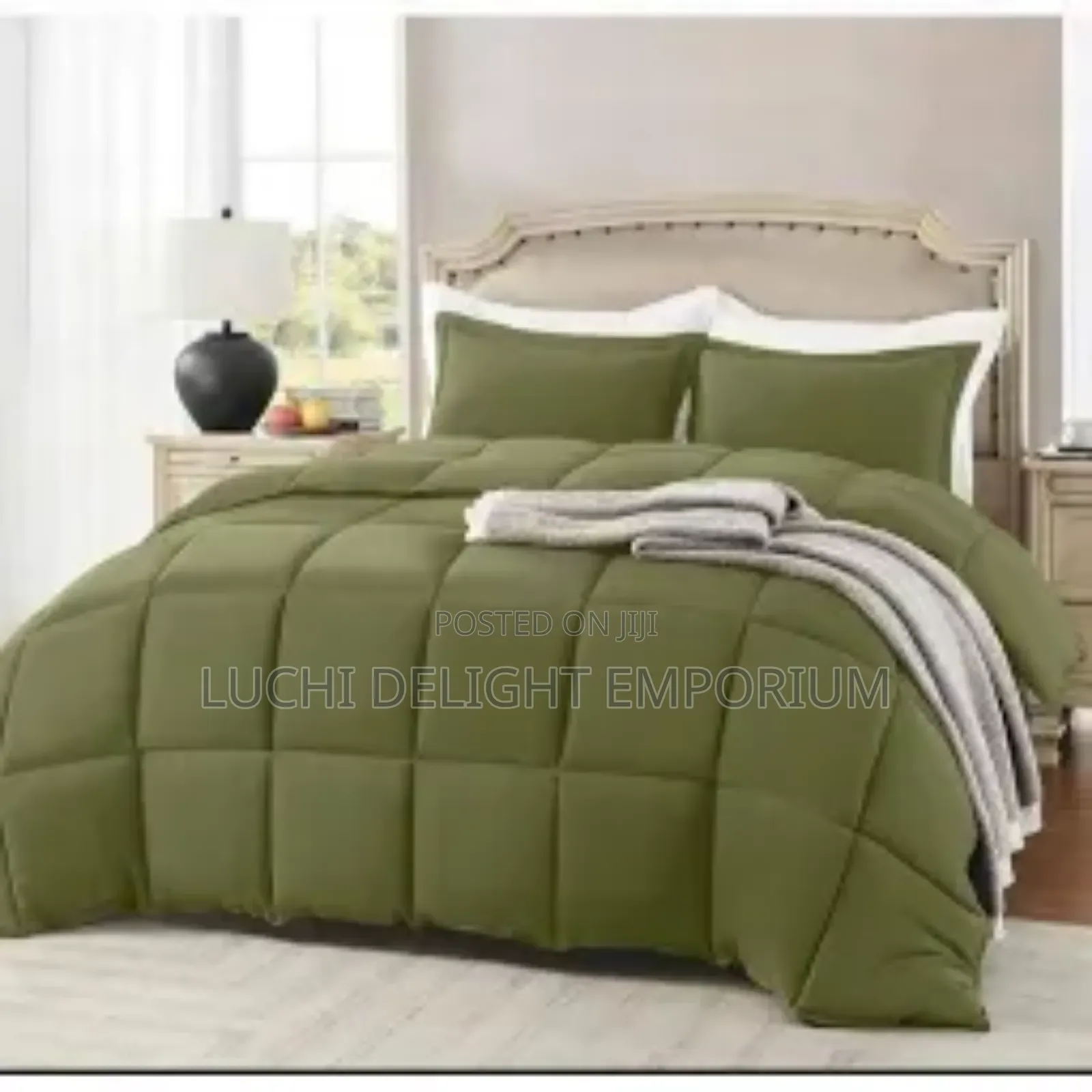Army Green With White Mixed Duvet Set