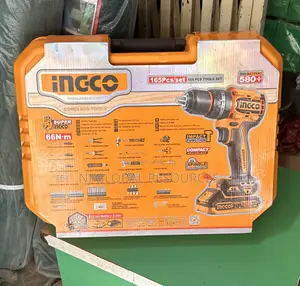 Ingco Tools Box Kit Set 165pcs With 20v Impact Cordless Drill