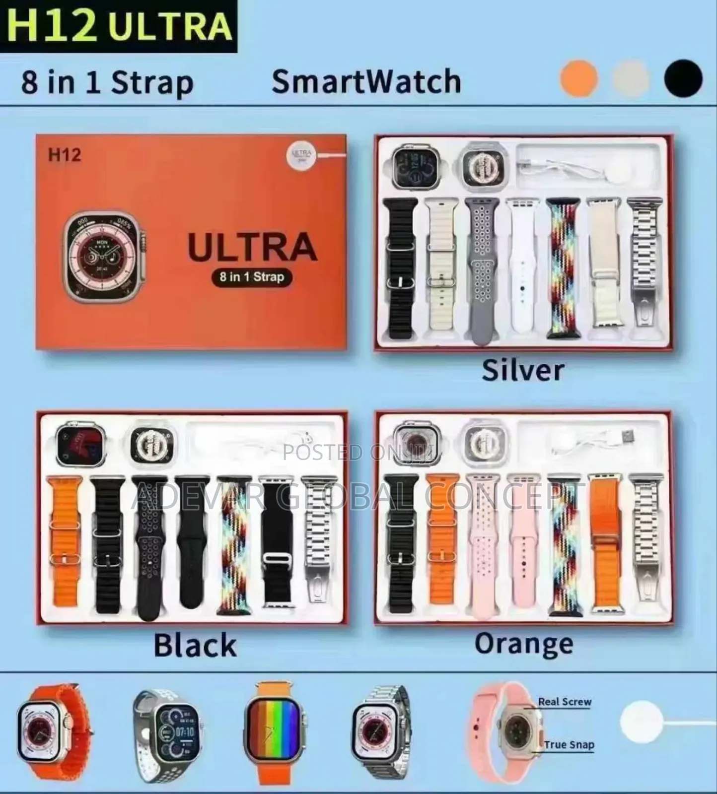 H12 Ultra 8 in 1 Strap Smartwatch
