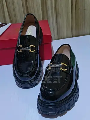 Black Classic Glossy High Sole Loafers