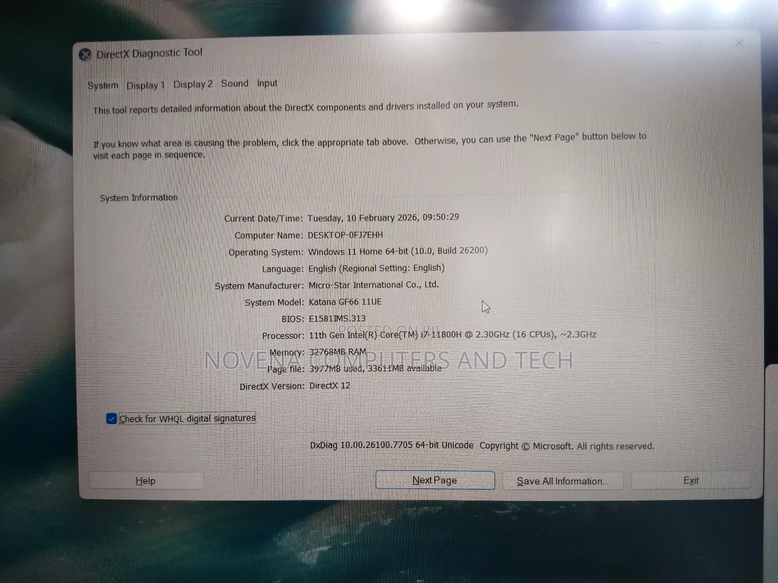 Laptop MSI Katana GF66 32GB Intel Core i7 SSD 1T