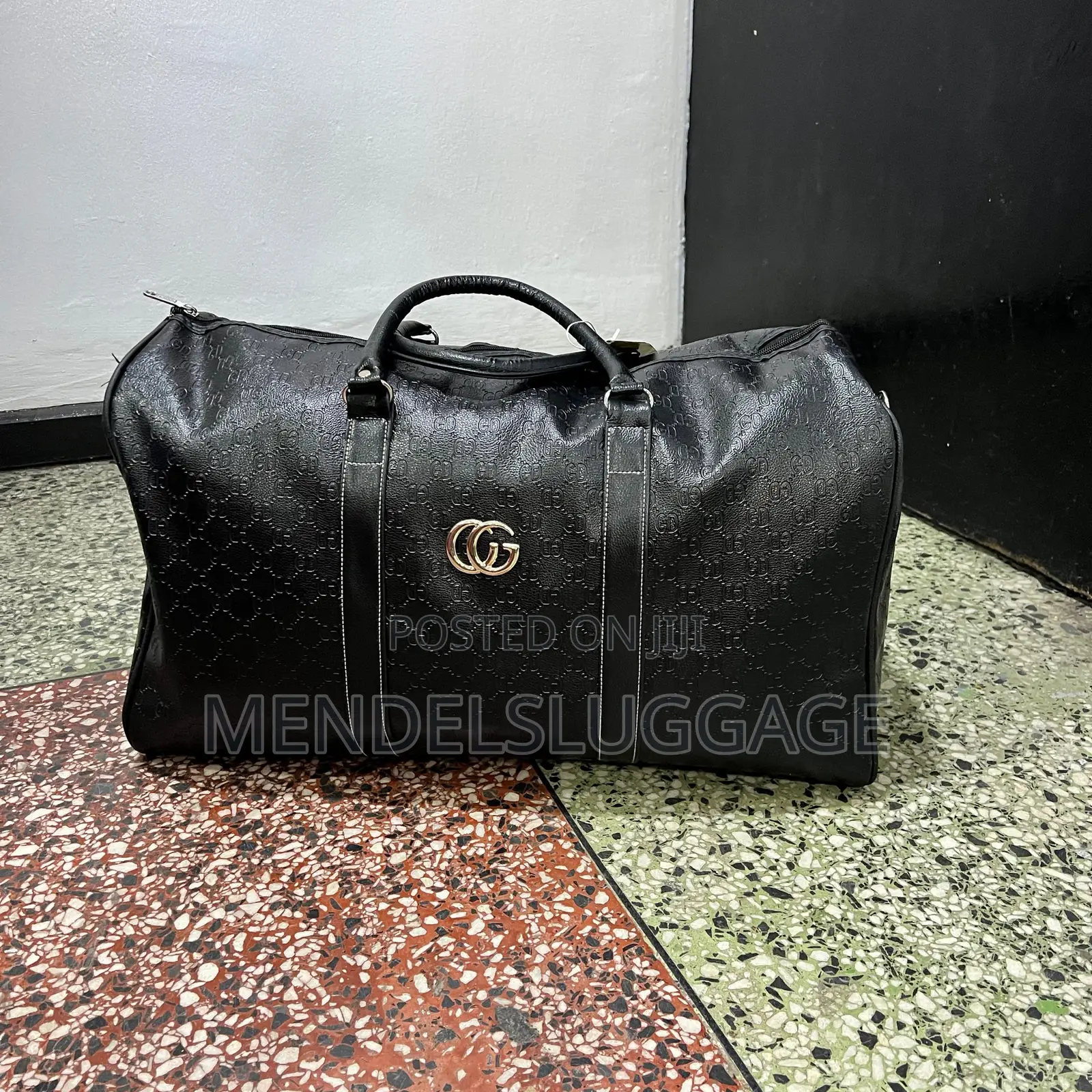 Premium Black Monogram Travel Duffel Bag – Large Size