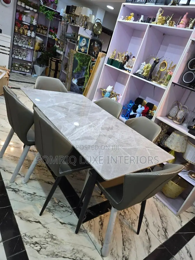 Luxury Complete 6 Seaters Marble Dining Table