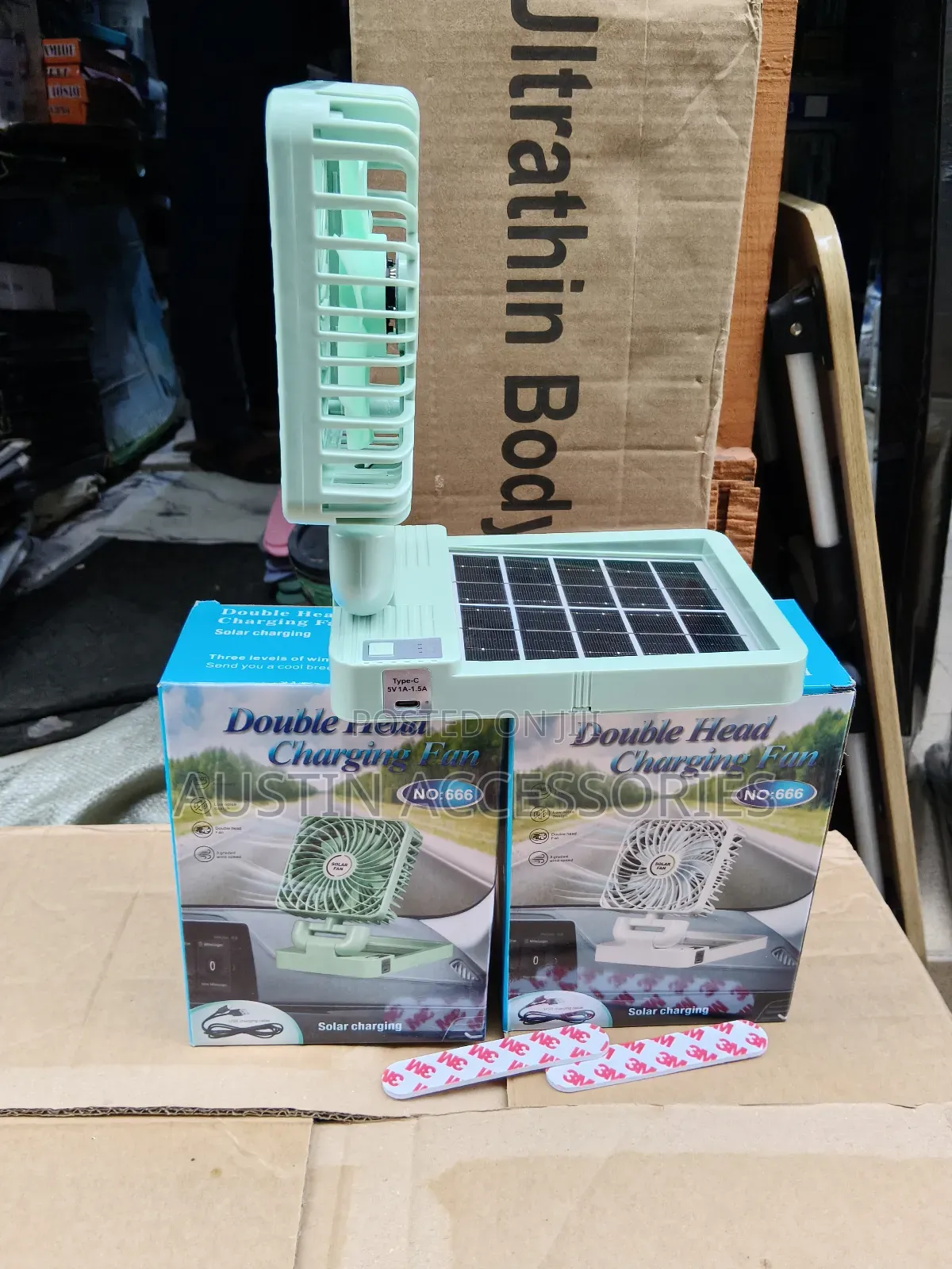 Double Head Solar/Type-C Charging Fan