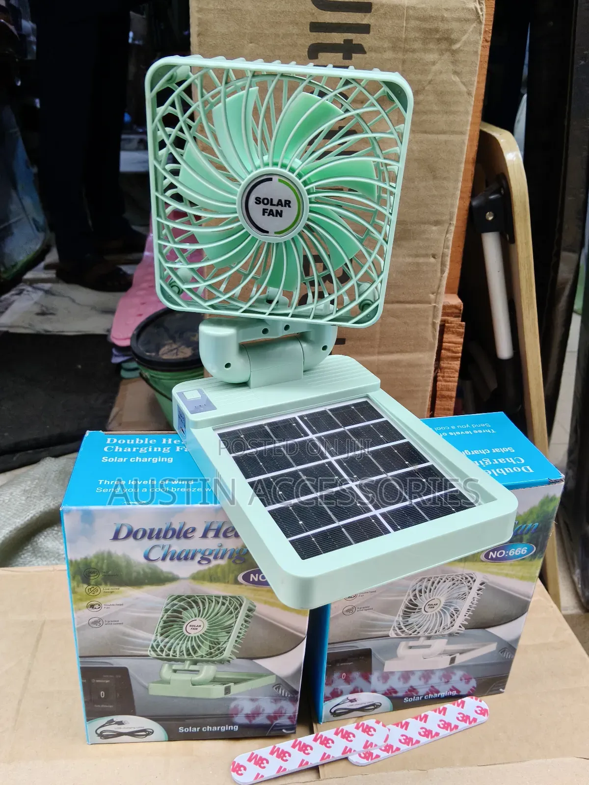 Double Head Solar/Type-C Charging Fan