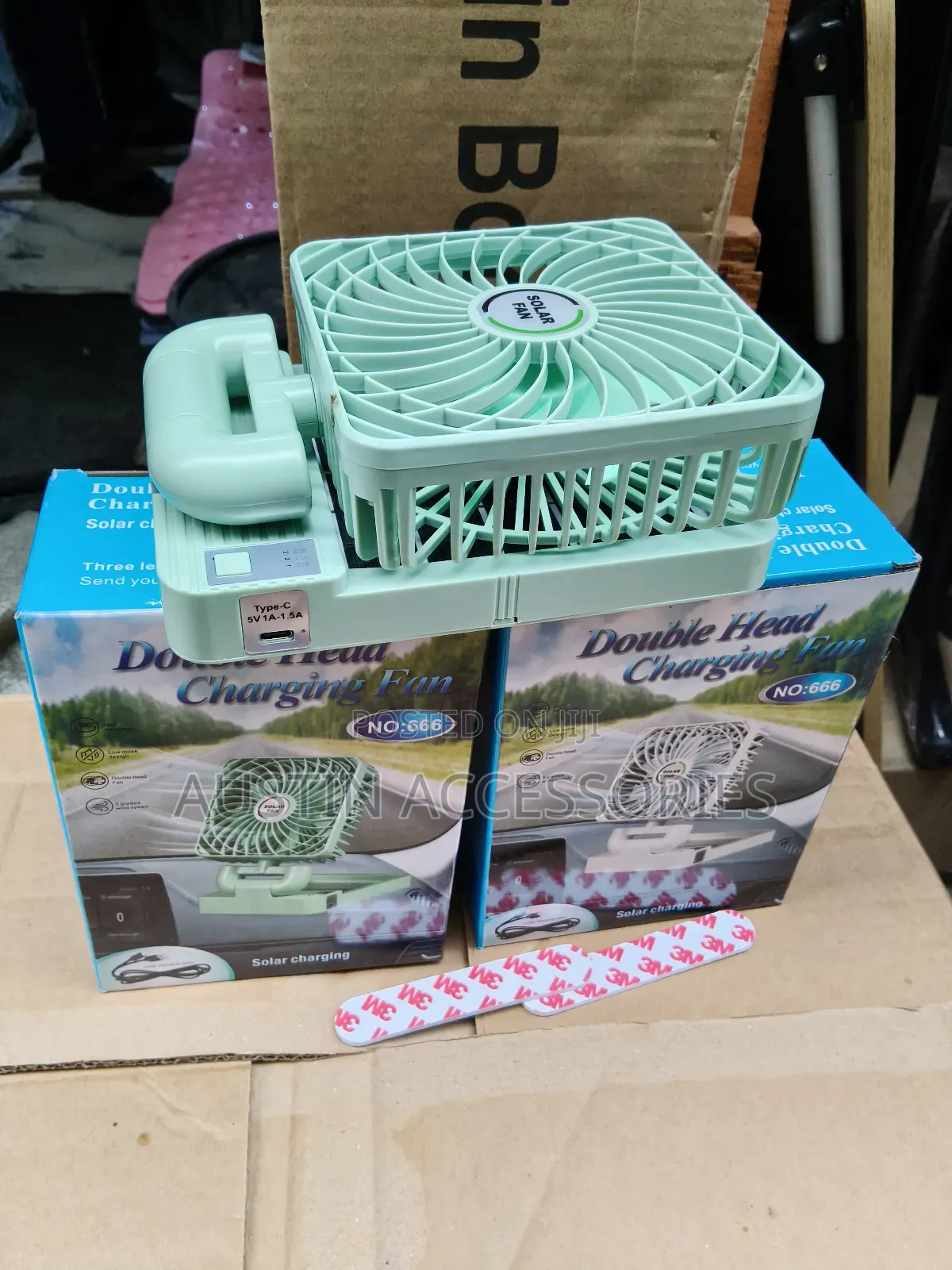Double Head Solar/Type-C Charging Fan
