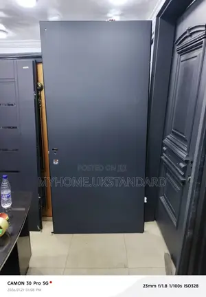 Plain Gray Black Israeli Steel (Room) Door 3ft By 7ft 9”Frame