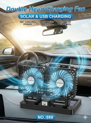 Double Head Solar/Type-C Charging Fan