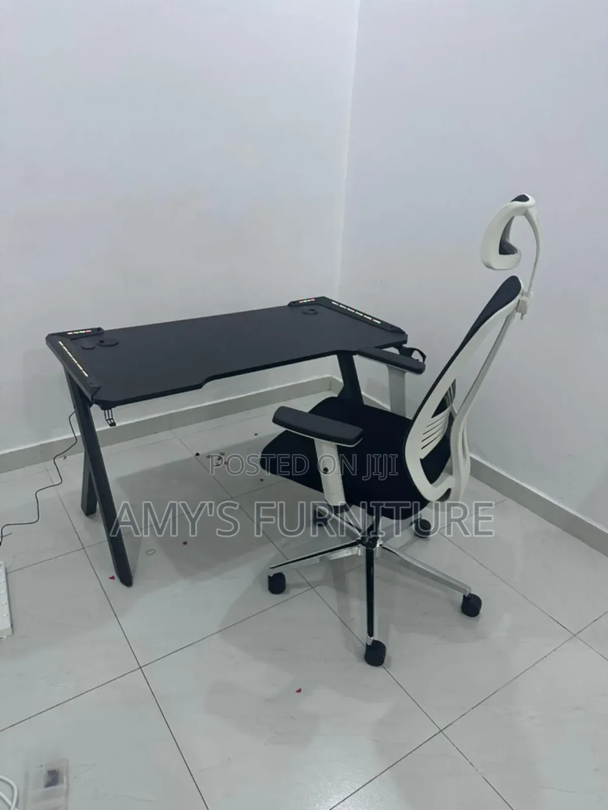 Gaming Table and Office White Back Chair