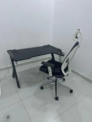Gaming Table and Office White Back Chair