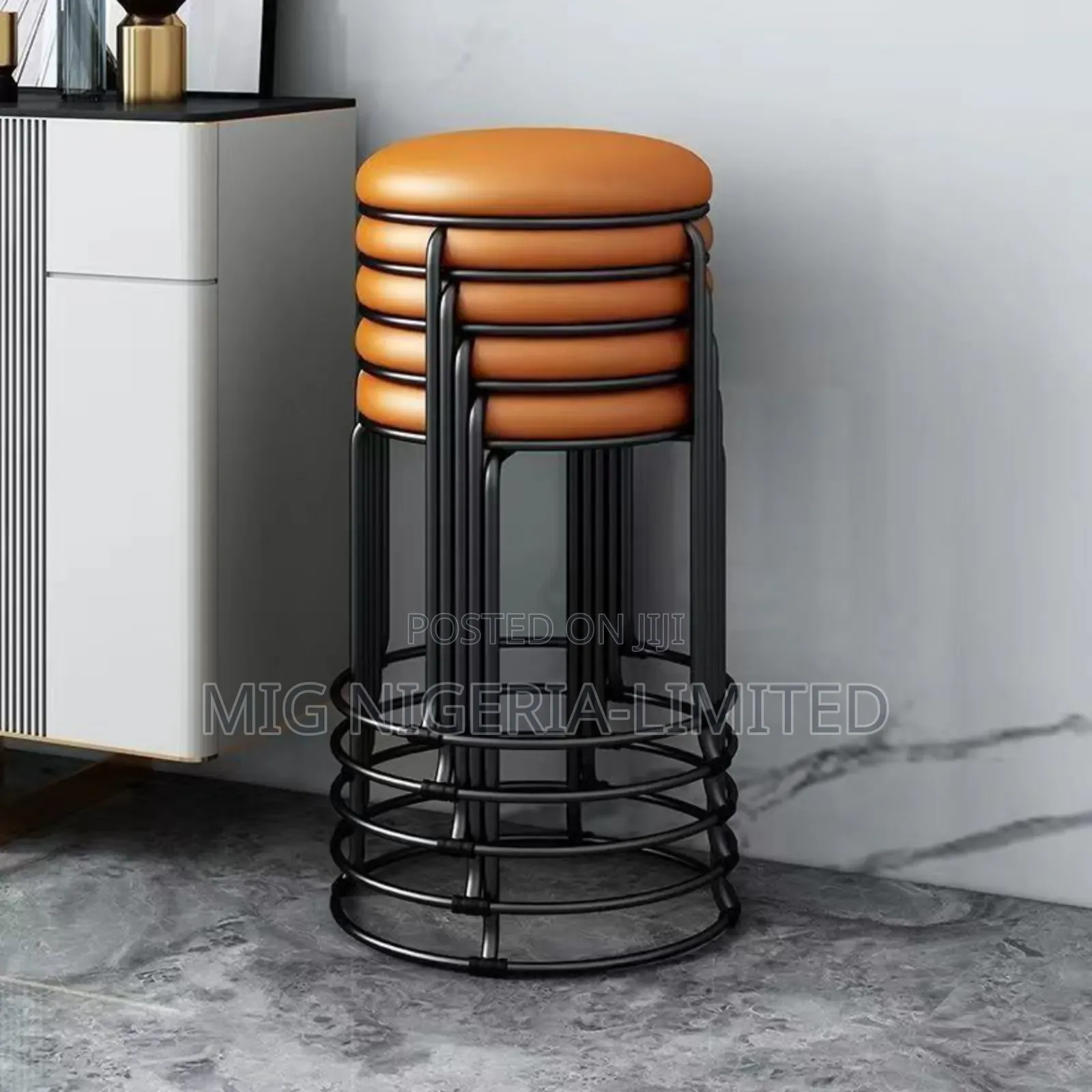 Gray Stainless Padded Side Stool