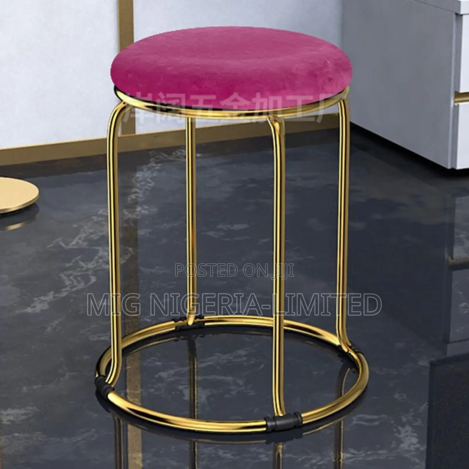 Gray Stainless Padded Side Stool