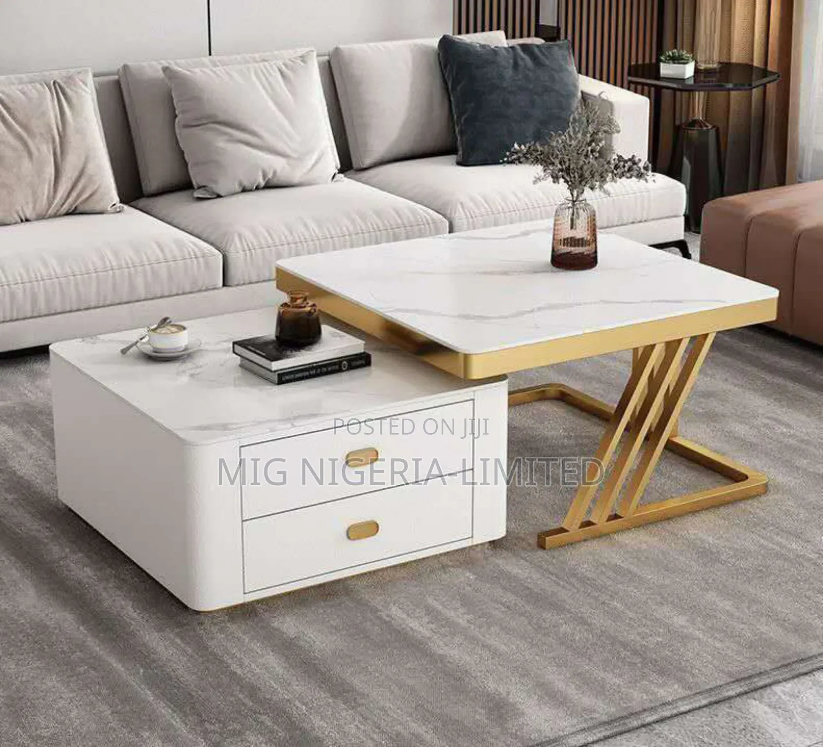 High Quality 2in1 Marble Glass Centre Table Table Top Decorations