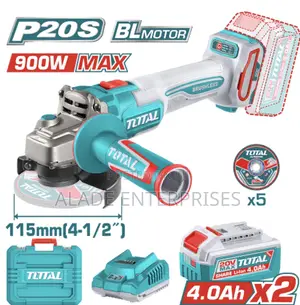 Total Tools 20v Brushless Cordless 4.5" Angle Grinder With 2 Batteries