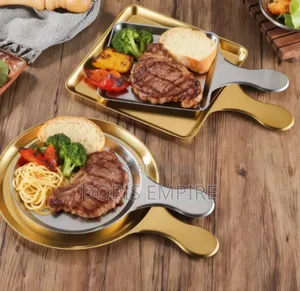 Stainless Steel Golden Round and Square Food Platter