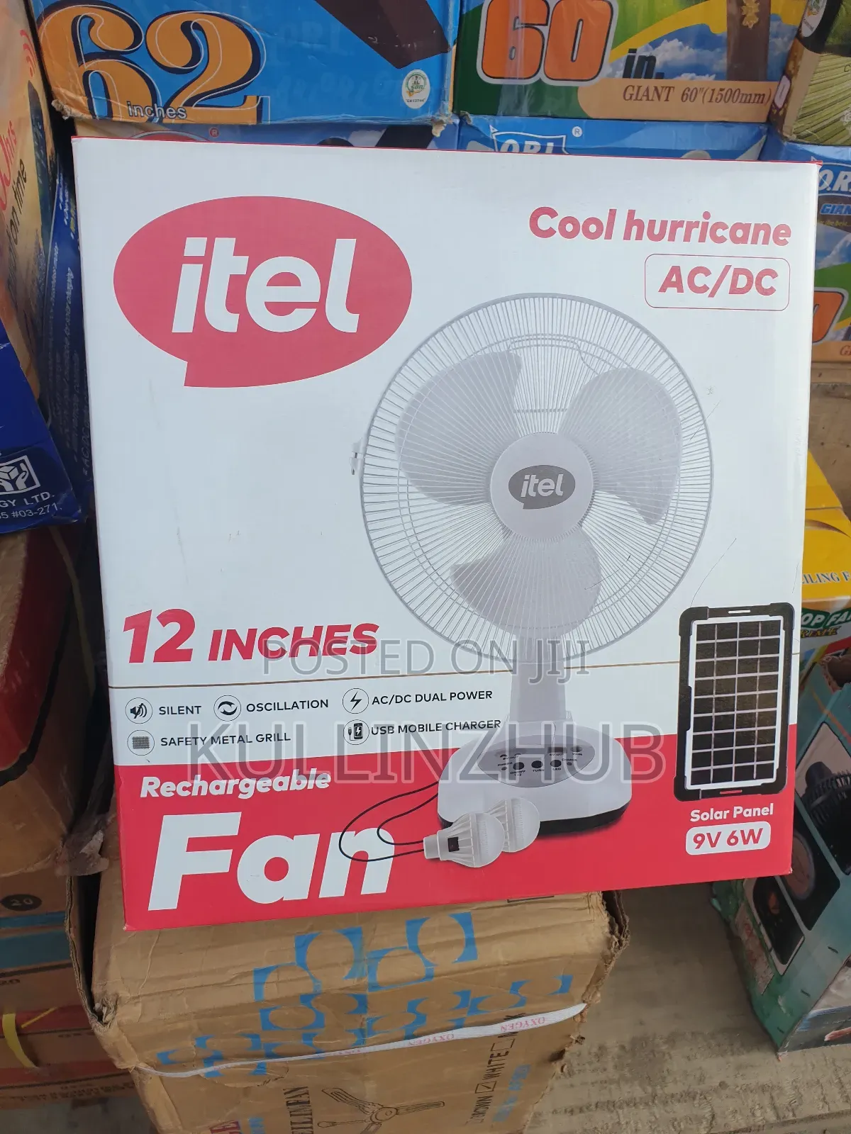 Itel 4000mah Foldable Rechargeable Fan With Led Light