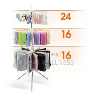 3-Tier Space-Saving Rotating Laundry Stand With 24 Pegs