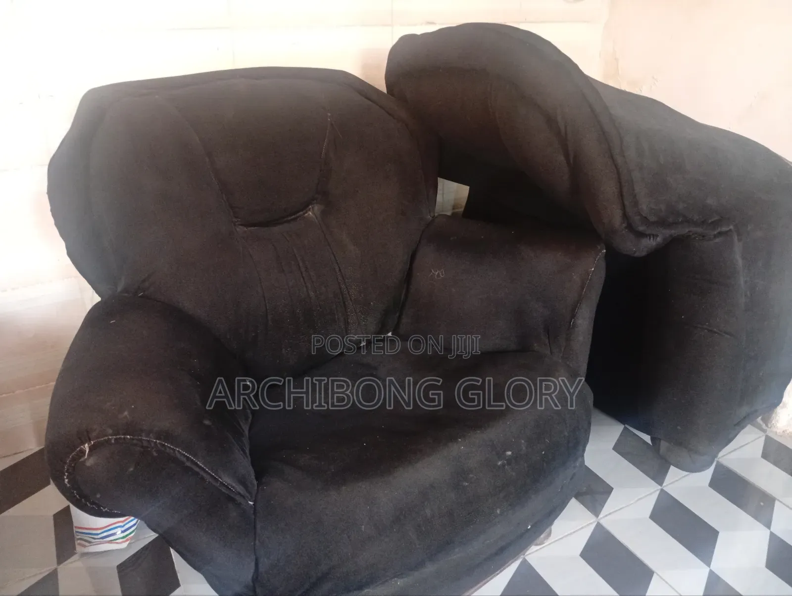 Two Single Black Sofa