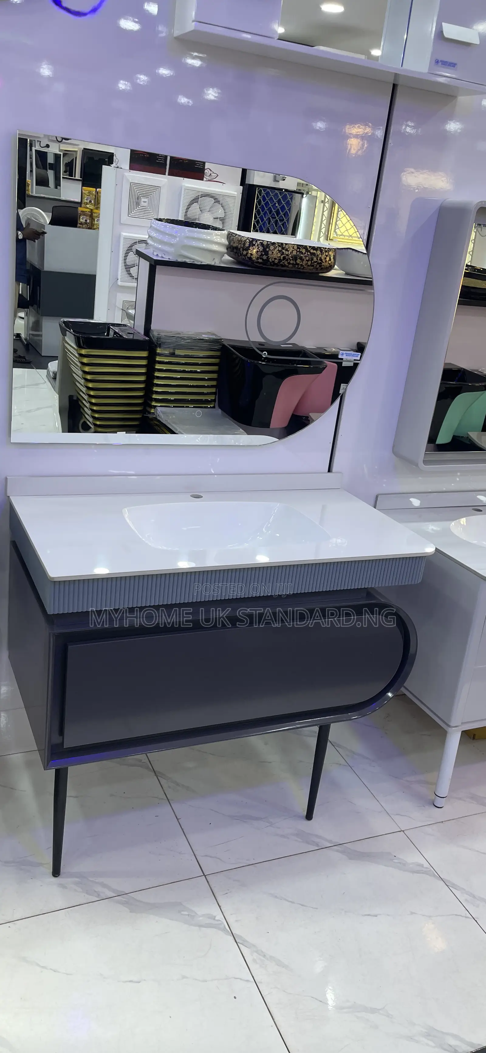 Executive Modern Cabinet With Mirror Light Sensor Control