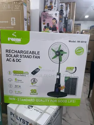 Stay Cool Always: Iwin 18-Inch Solar Rechargeable Fan