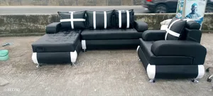 Luxury White And Black Leather Sofa Sets