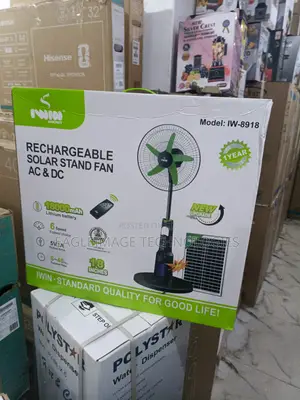 Iwin 18" Rechargeable Fan With Solar Panel Led Light