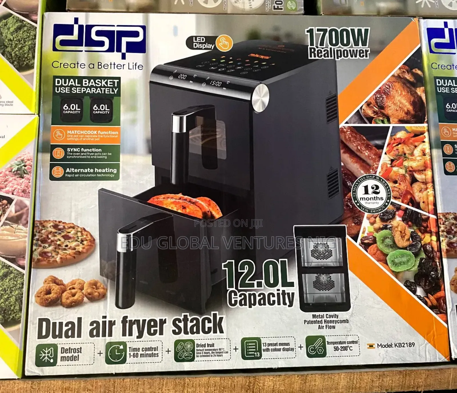 DSP 12litres Dual Airfryer Stack. 1700watts.
