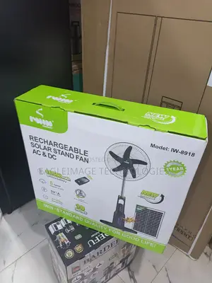 High-Speed Iwin 18-Inch Solar Rechargeable Fan (New)