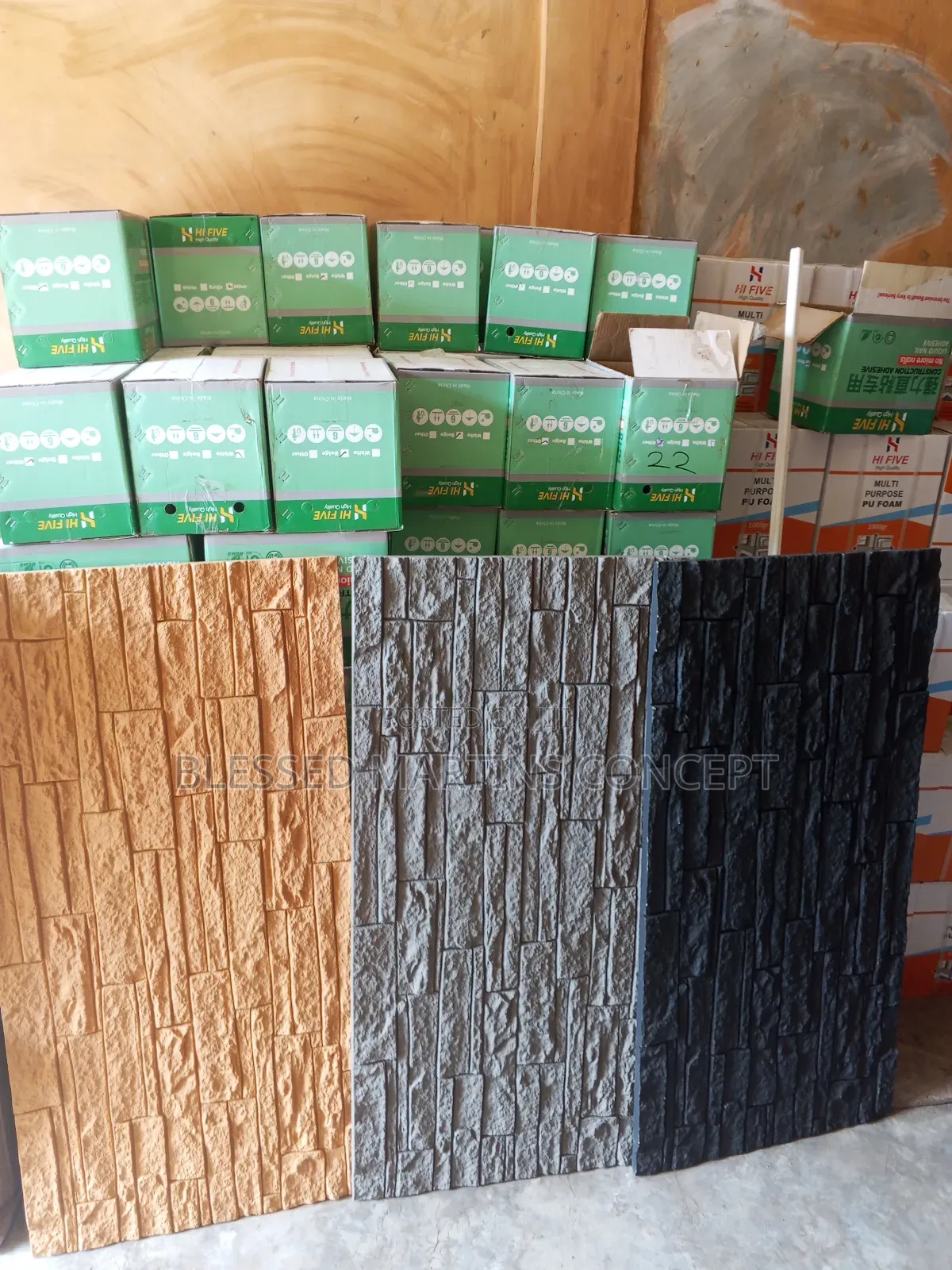 Quality Pu Stone Panel, Good for Interior Wall Cladding and Tv Console
