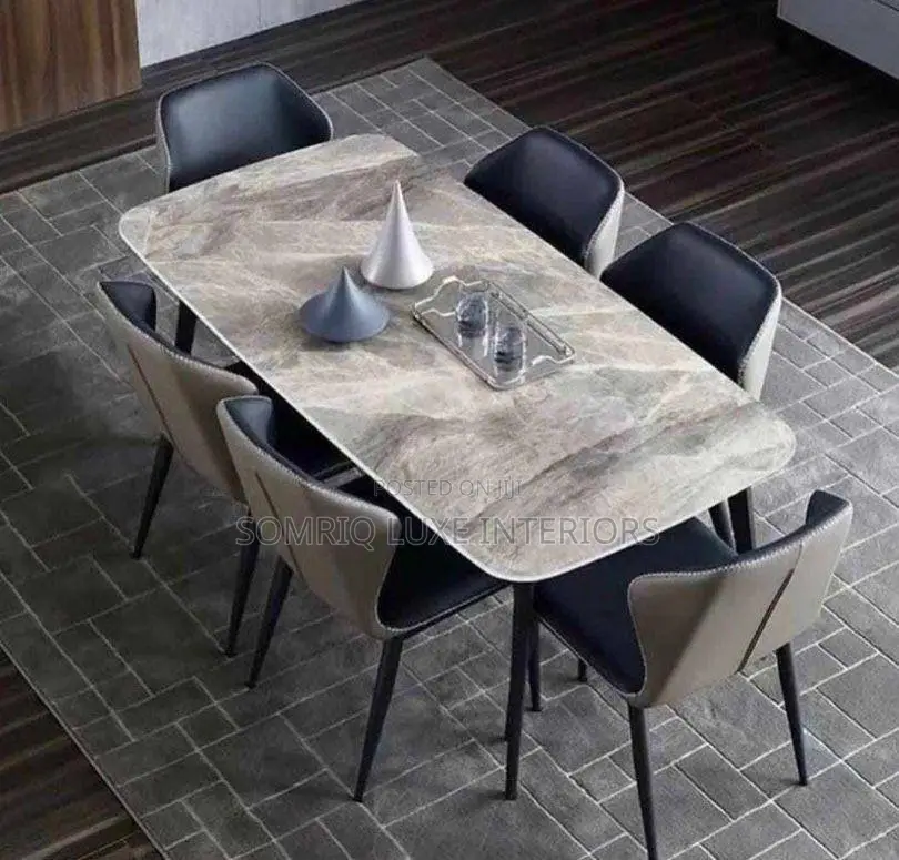 Luxury Complete 6 Seaters Marble Dining Table