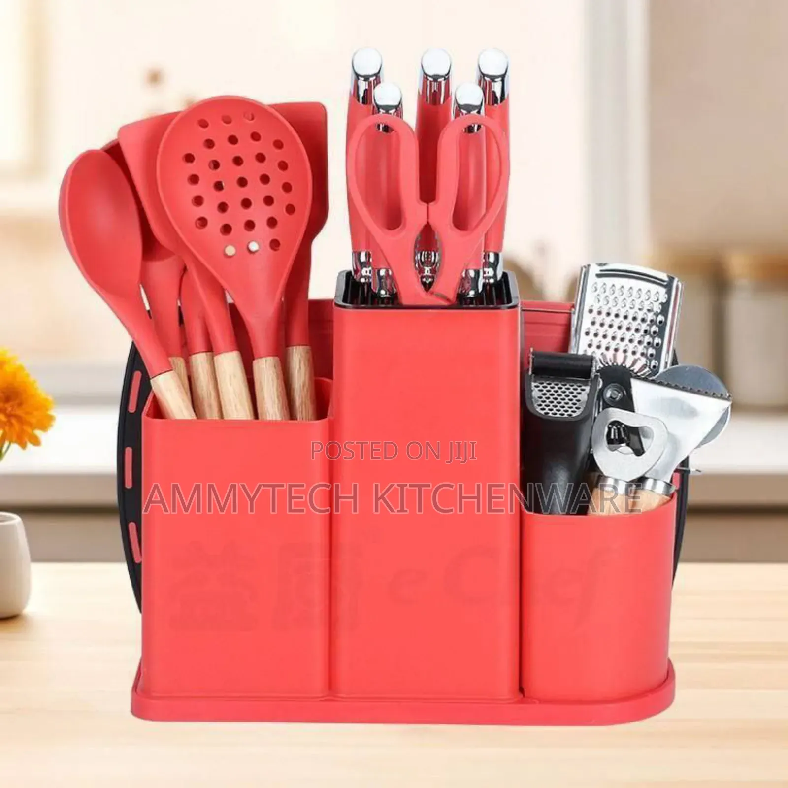 Red Durable Silicone Cooking Spoons Sets