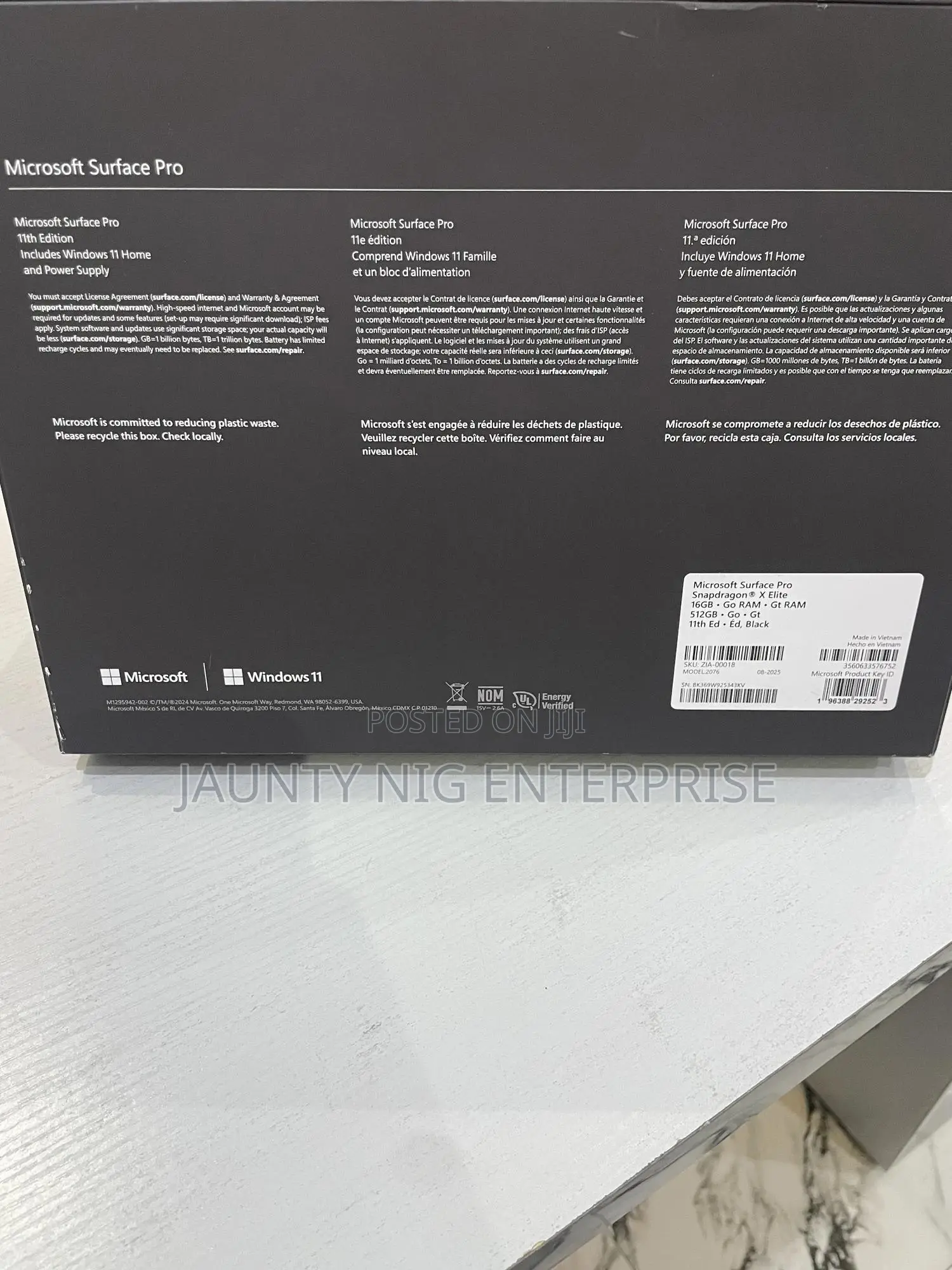 New Microsoft Surface Pro 16GB Qualcomm Snapdragon X Elite SSD 512GB