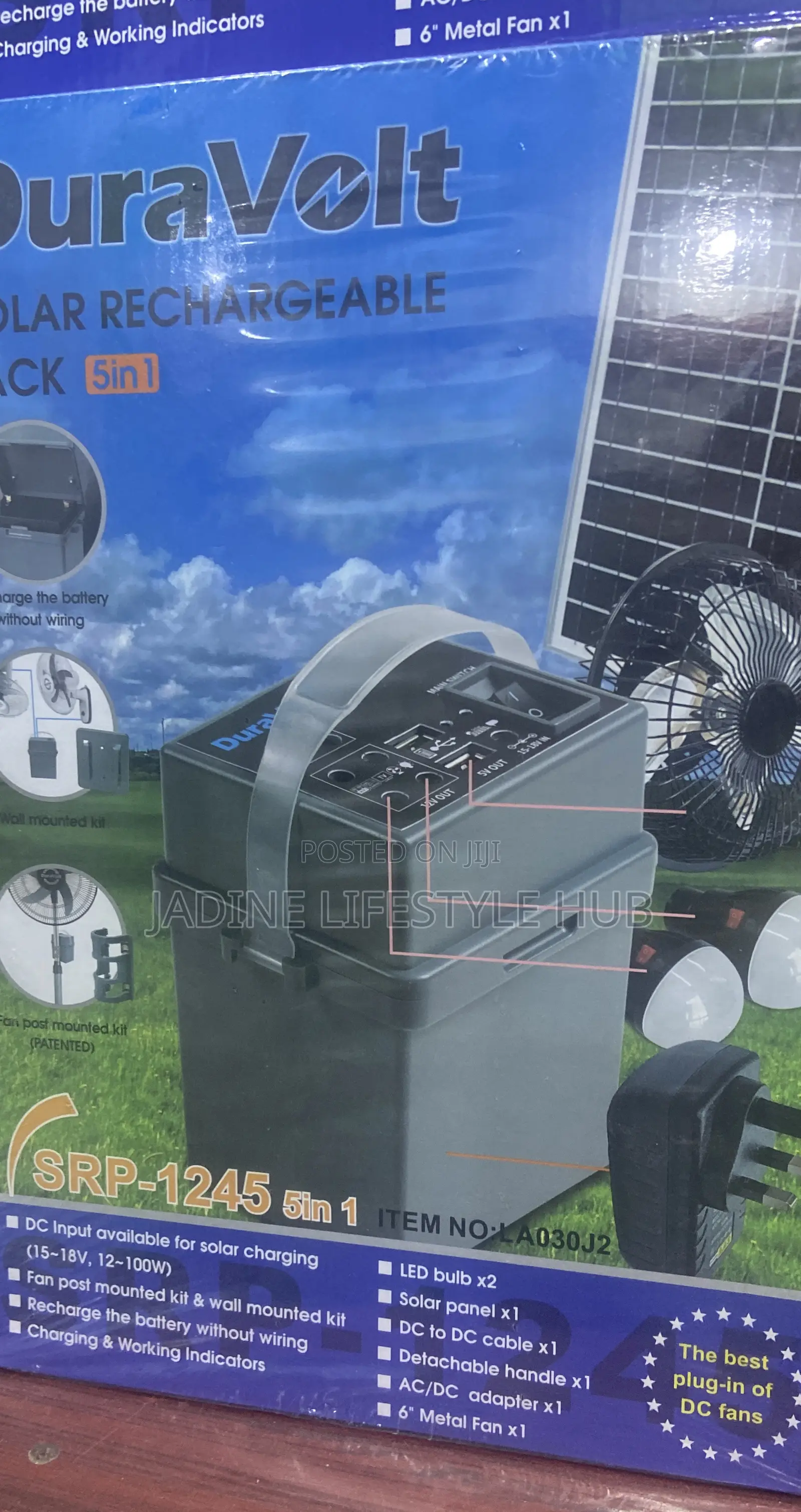 Duravolt Solar Rechargeable Solar Pack 5in1