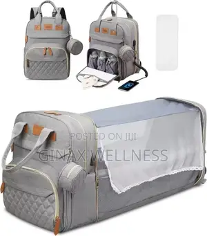 Multifunctional Diaper Bag With Foldable Bed, Changing Mat, Etc