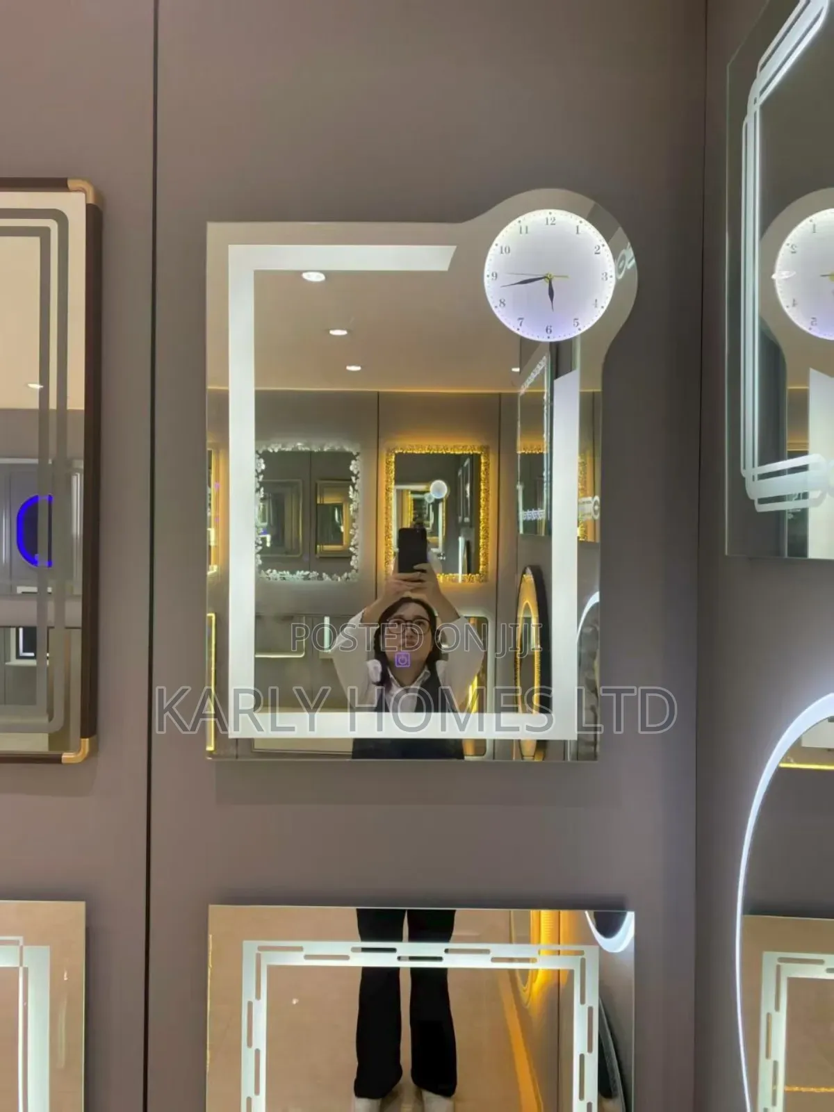 *Luxetime Led Mirror With Wall Clock*