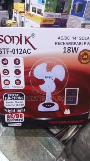 Sonik 14" Rechargeable Mini Table Fan With Round Led Lamp