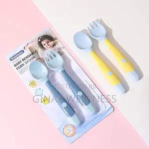 Silicone Baby Spoon And Fork Set | Bendable Cutlery Set For Babies