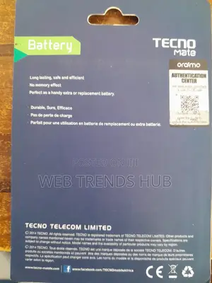 Original Tecno Bl-25it Battery for Tecno W2 - 2500mah High Capacity