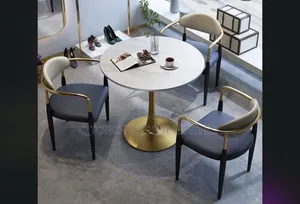 Marble-Top Pedestal Table Paired