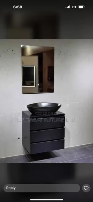 Cabinets With Basin and Mirror