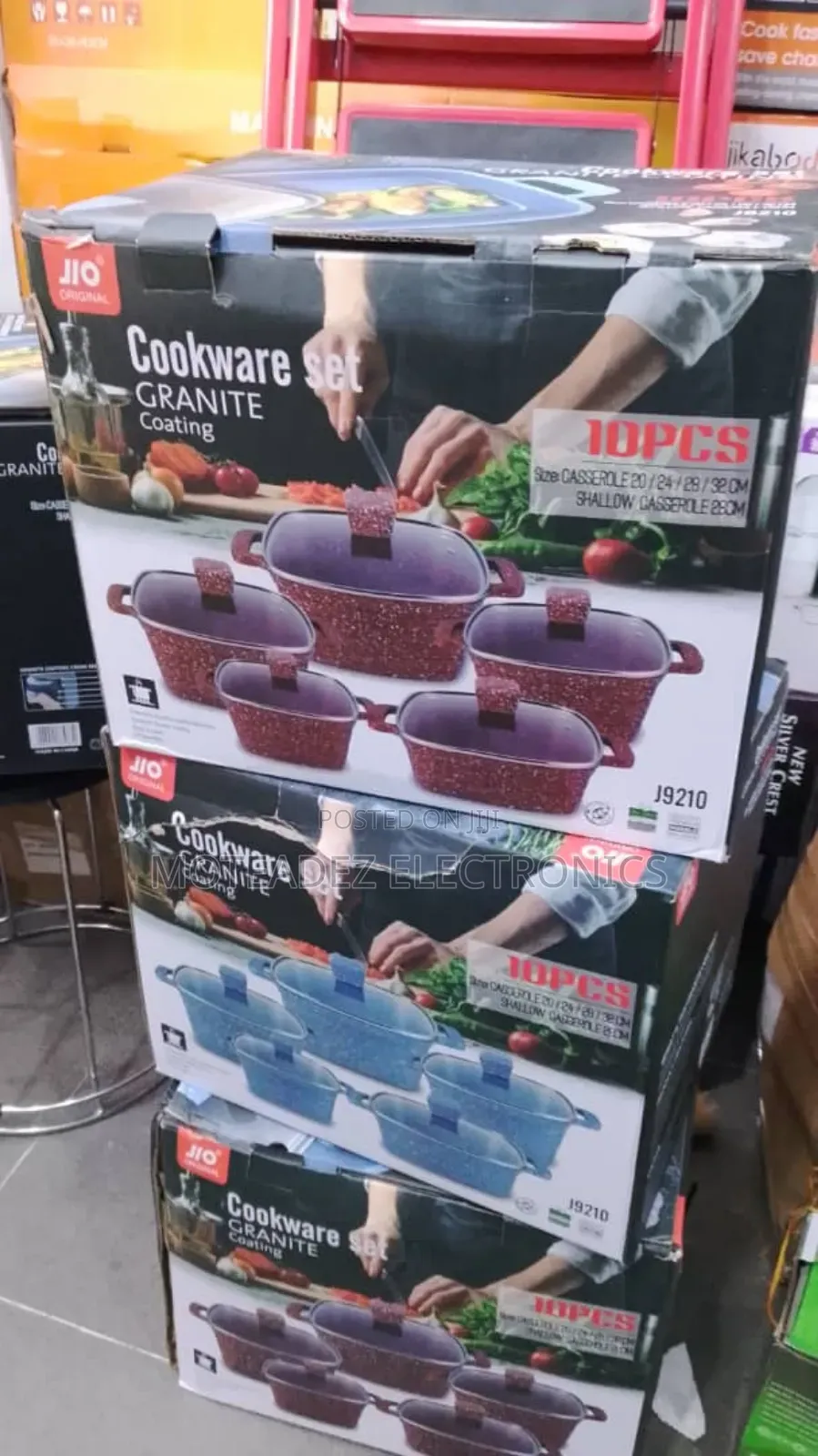 Jio Original 10pcs Square Shape Non Stick Granite Cookware Set