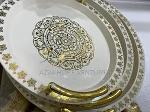 3-Piece Decorative Round Serving Tray Set