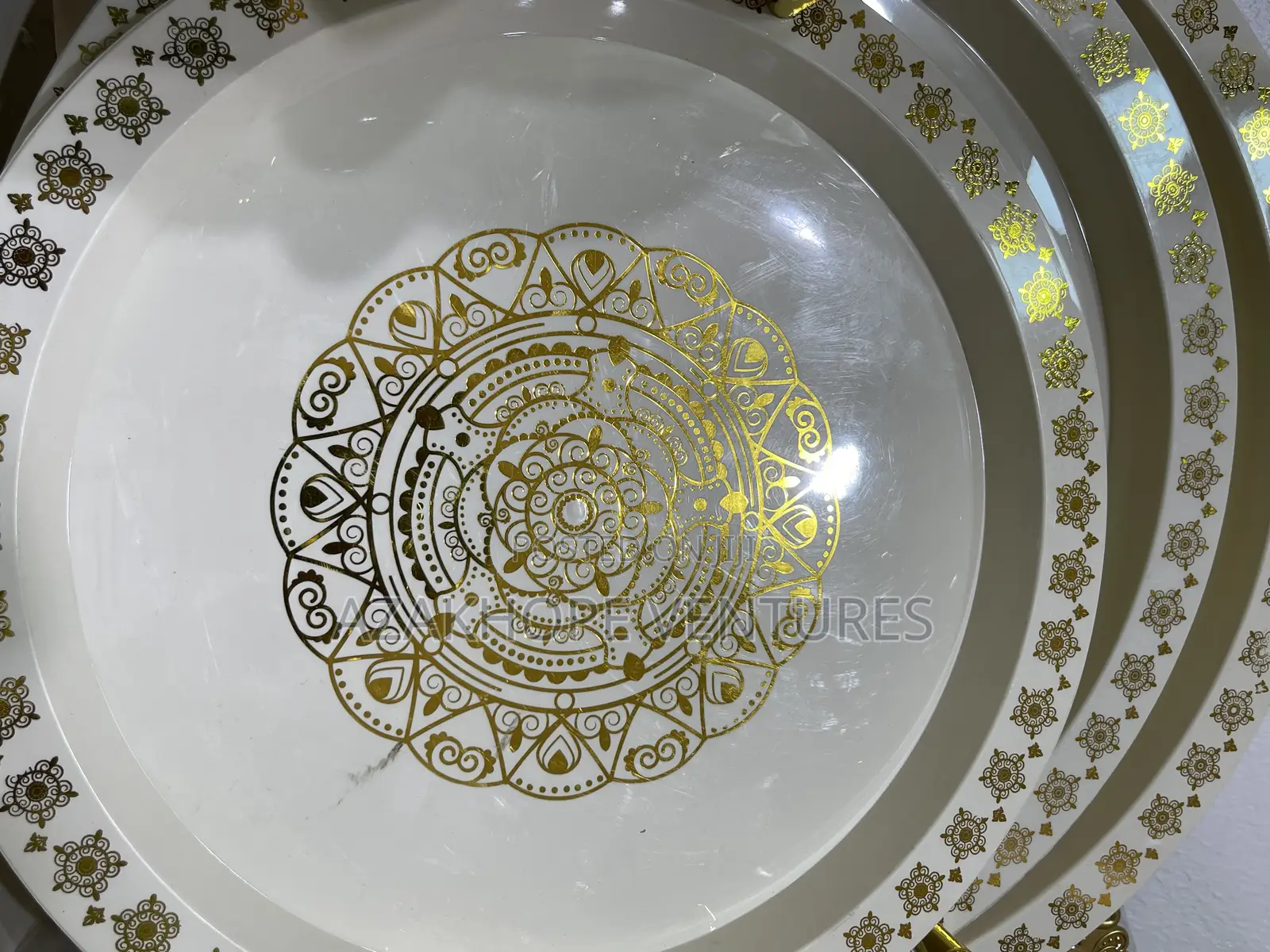 3-Piece Decorative Round Serving Tray Set