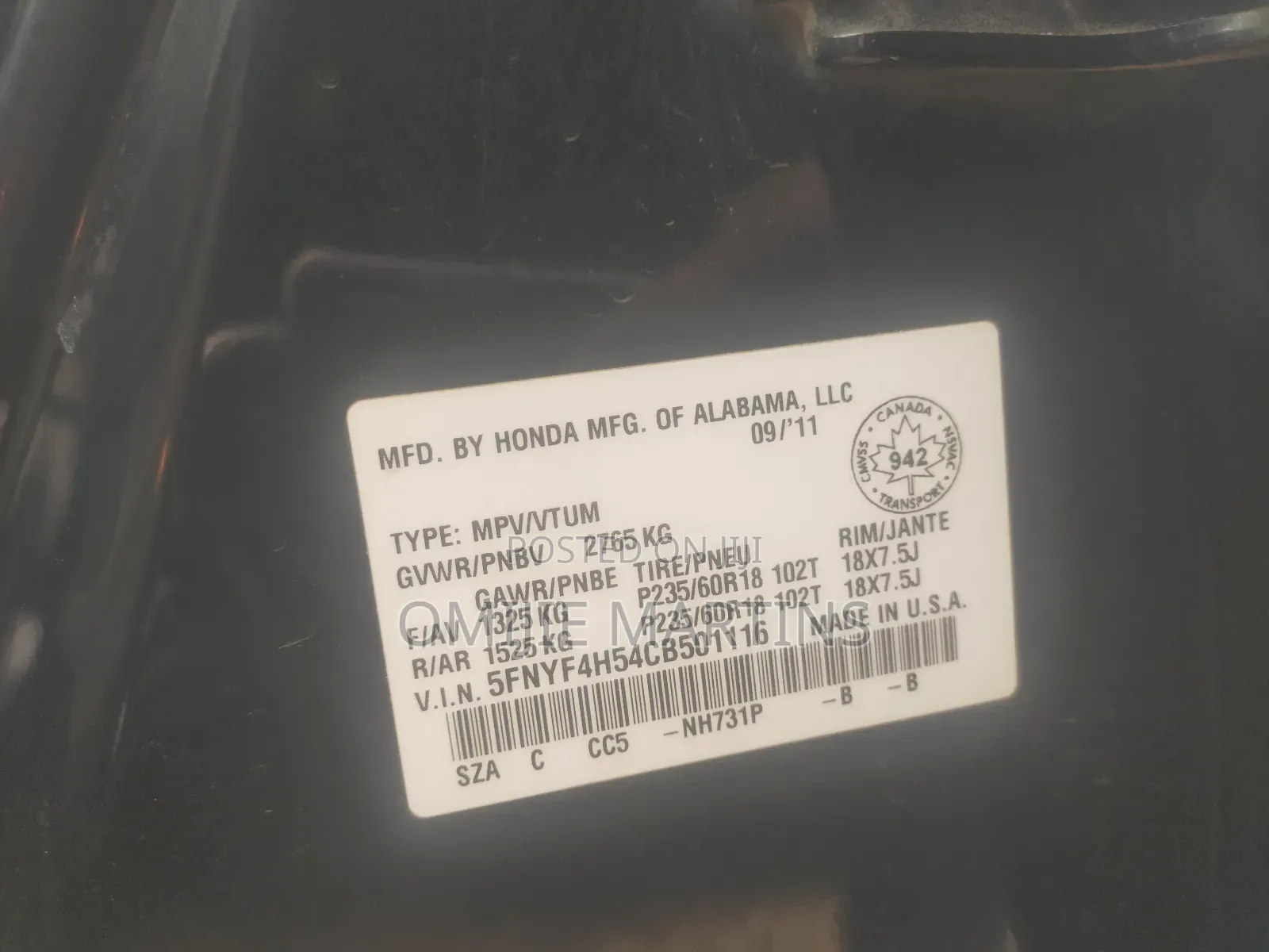 Honda Pilot 2012 Black