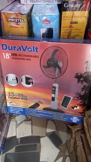 Duravoit Rechargeable Fan 18inch 4in1 With Solar Panel and Mp3